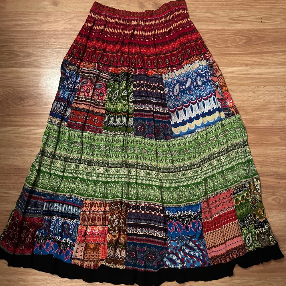 Bohemian Patchwork Maxi Skirt